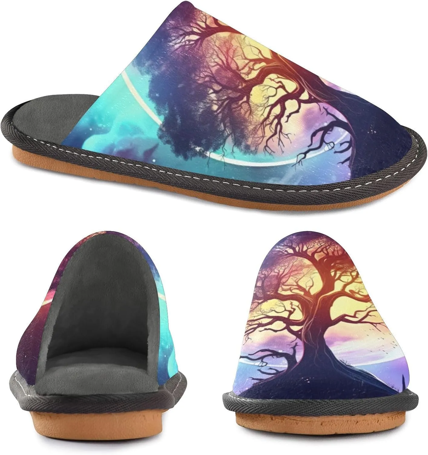 Fuzzy Slippers for Women Men Cozy Memory Foam Scuff Slippers Warm House Shoes Indoor/Outdoor