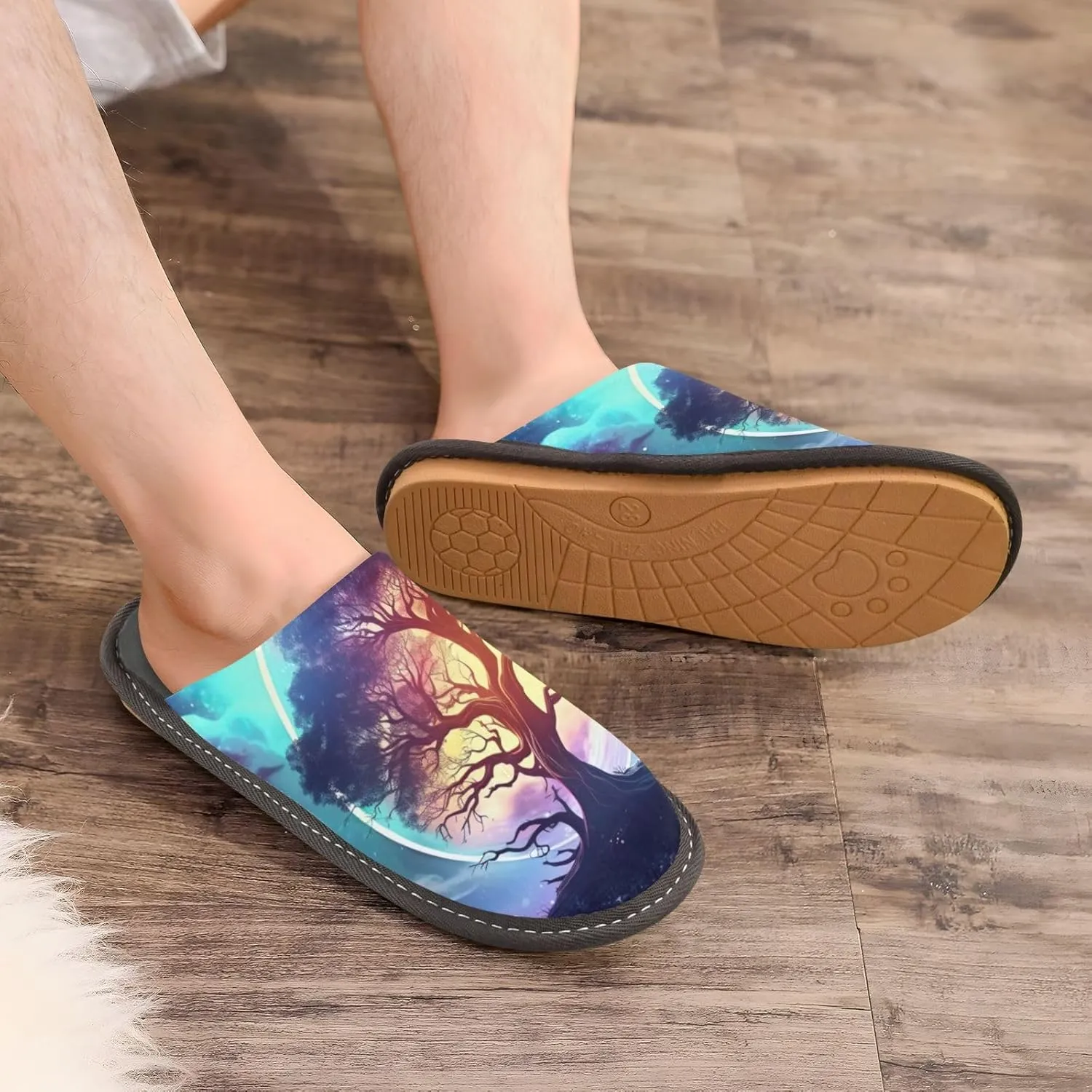 Fuzzy Slippers for Women Men Cozy Memory Foam Scuff Slippers Warm House Shoes Indoor/Outdoor