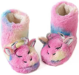 Girls Boot Slippers Fluffy Fuzzy Winter Warm Animal Slippers