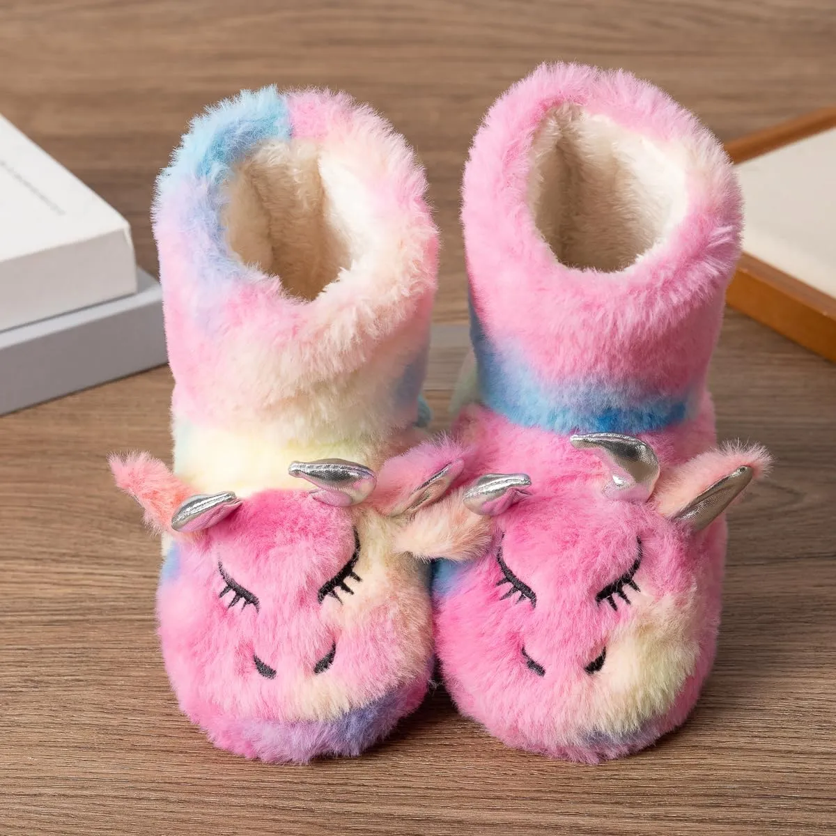 Girls Boot Slippers Fluffy Fuzzy Winter Warm Animal Slippers