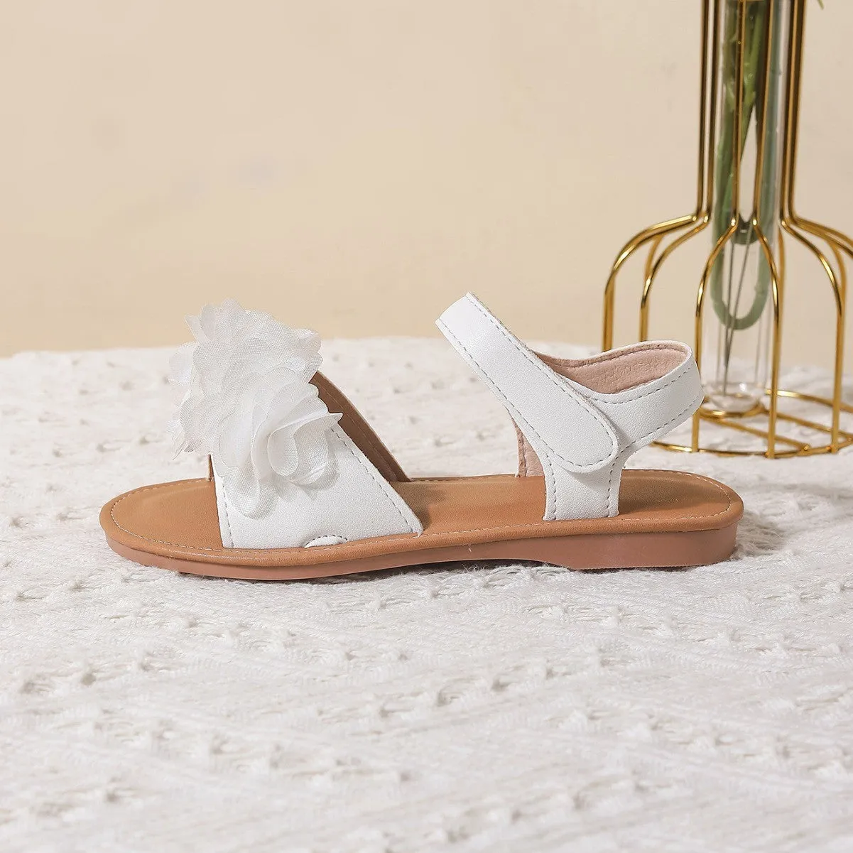 Girls' Net Yarn Flowers Breathable Beach Sandals