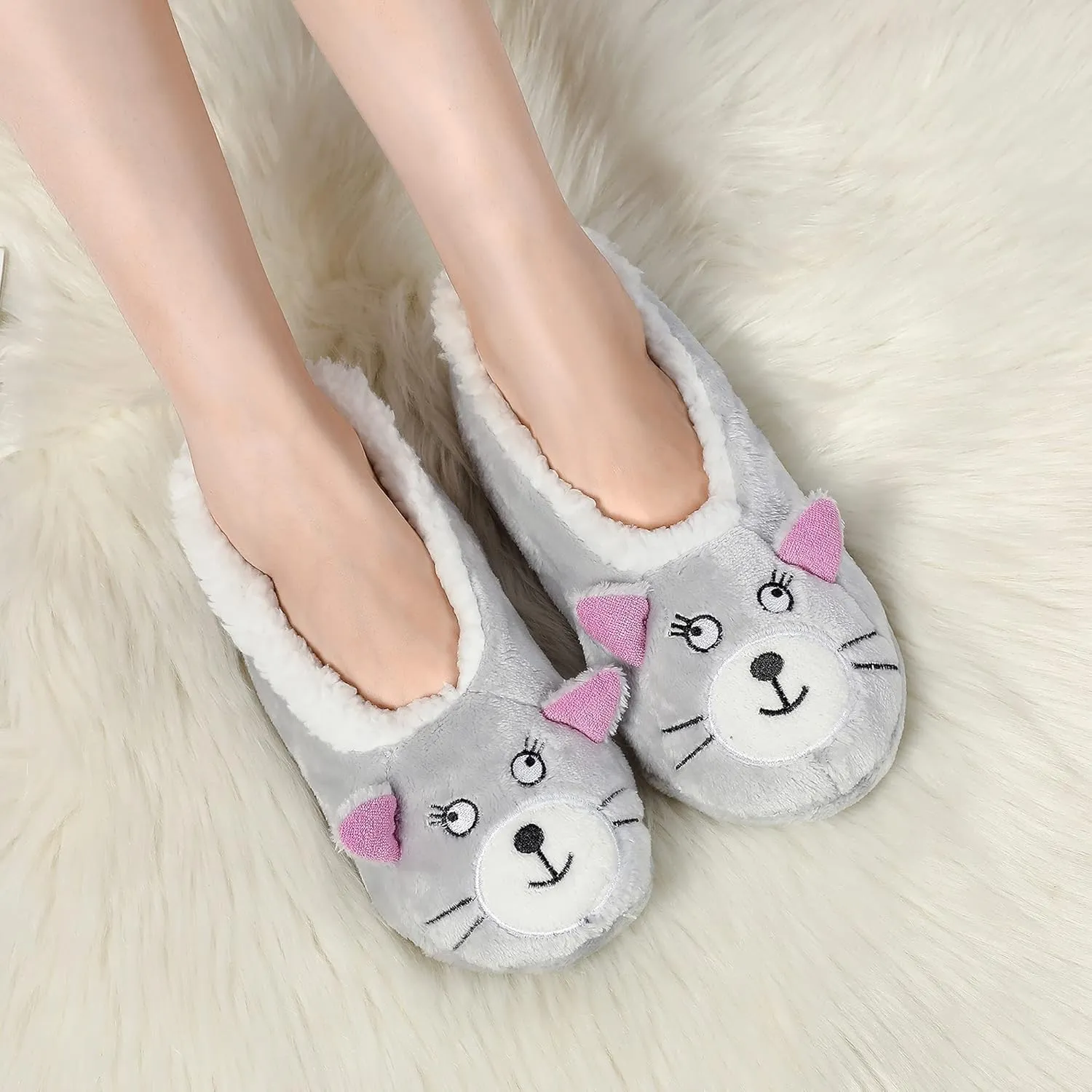 GLENMEARL Womens Warm Cozy and Lovely Animal Non-Skid Knit Home Floor Slippers Socks for Adults Girls
