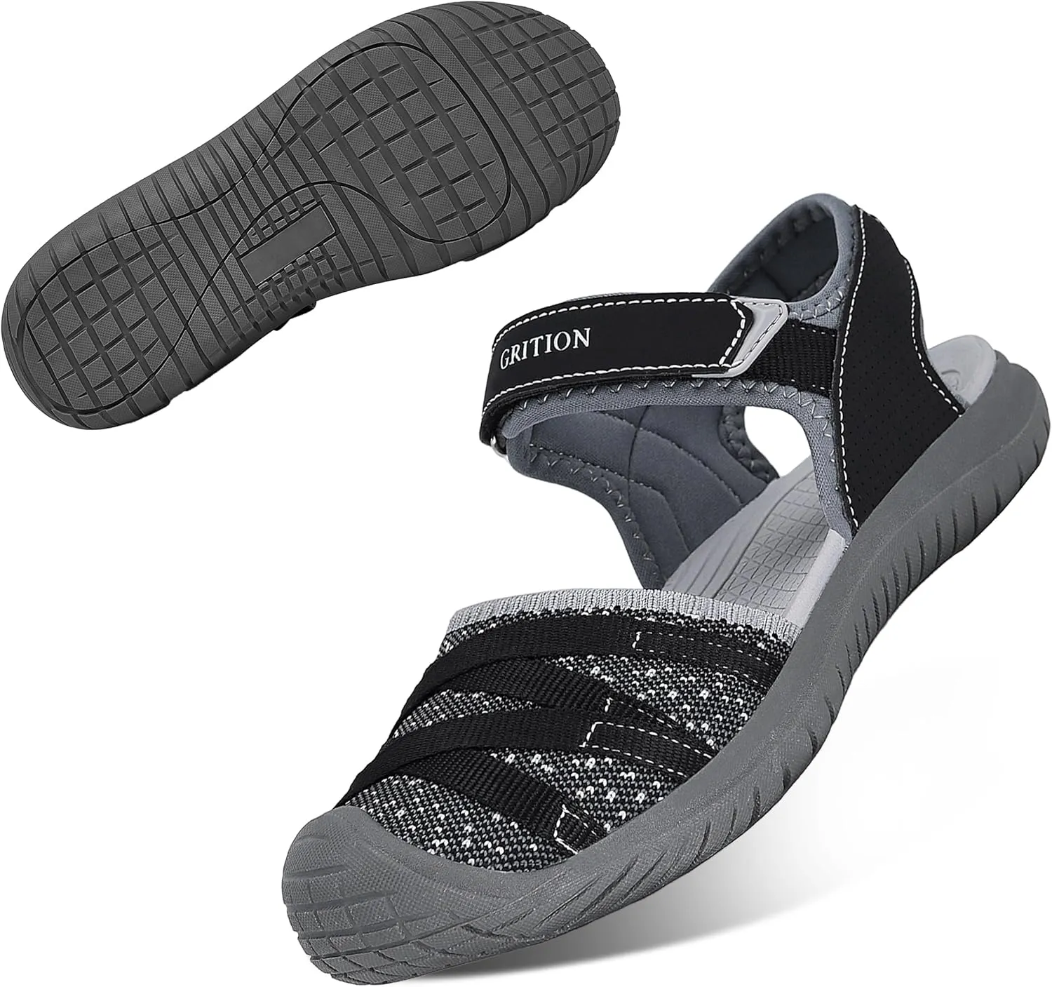 GRITION Hiking Sandals Women Closed Toe, Waterproof Lightweight Adjustable Hiking Athletic Sandals, Breathable For Beach Summer Adventure Comfortable Outdoor Sport