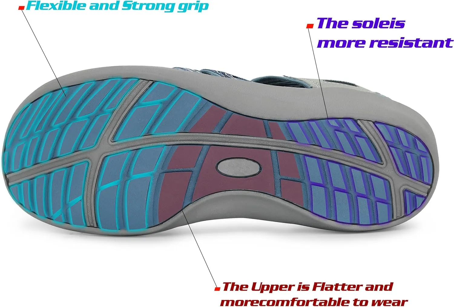 GRITION Hiking Sandals Women Closed Toe, Waterproof Lightweight Adjustable Hiking Athletic Sandals, Breathable For Beach Summer Adventure Comfortable Outdoor Sport