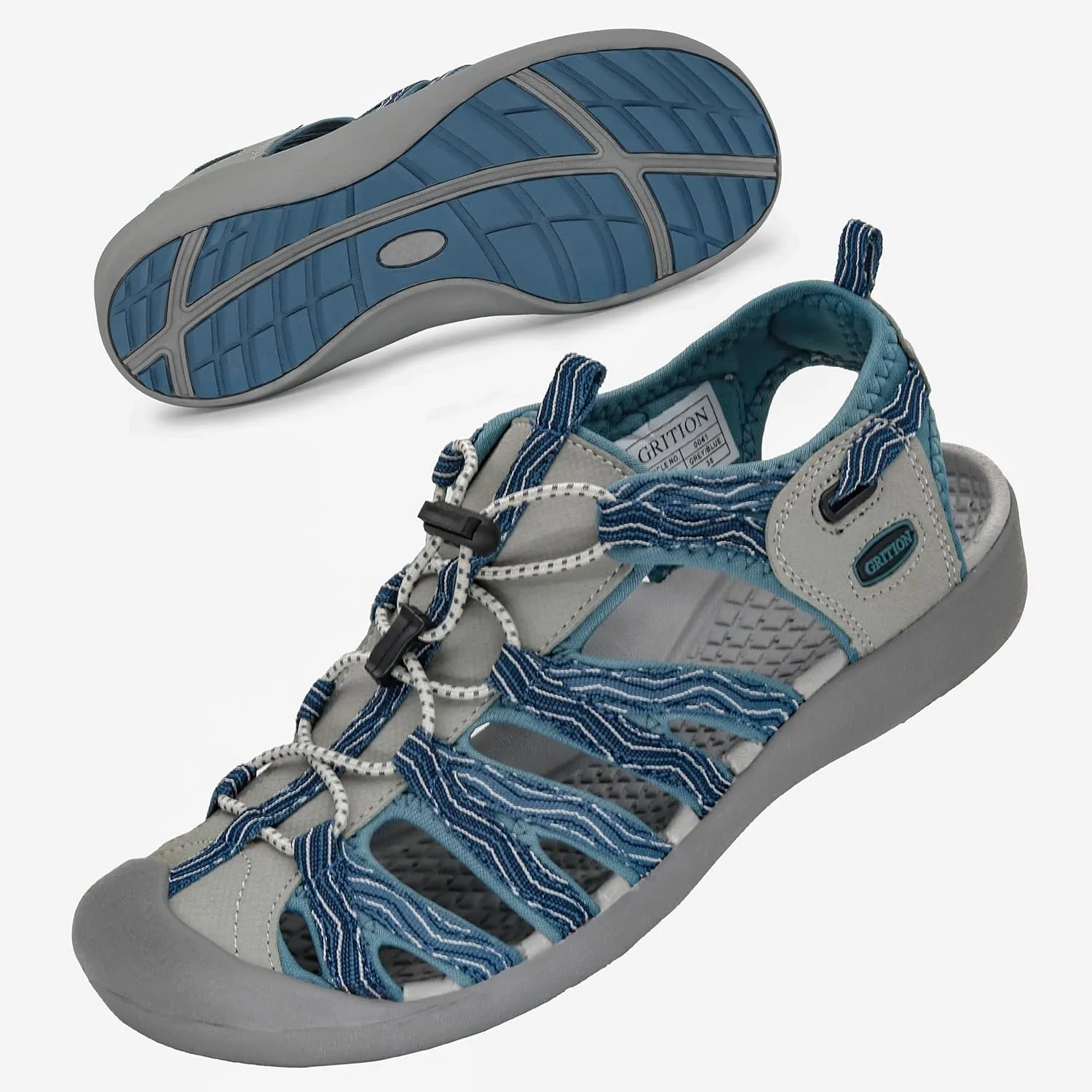 GRITION Hiking Sandals Women Closed Toe, Waterproof Lightweight Adjustable Hiking Athletic Sandals, Breathable For Beach Summer Adventure Comfortable Outdoor Sport