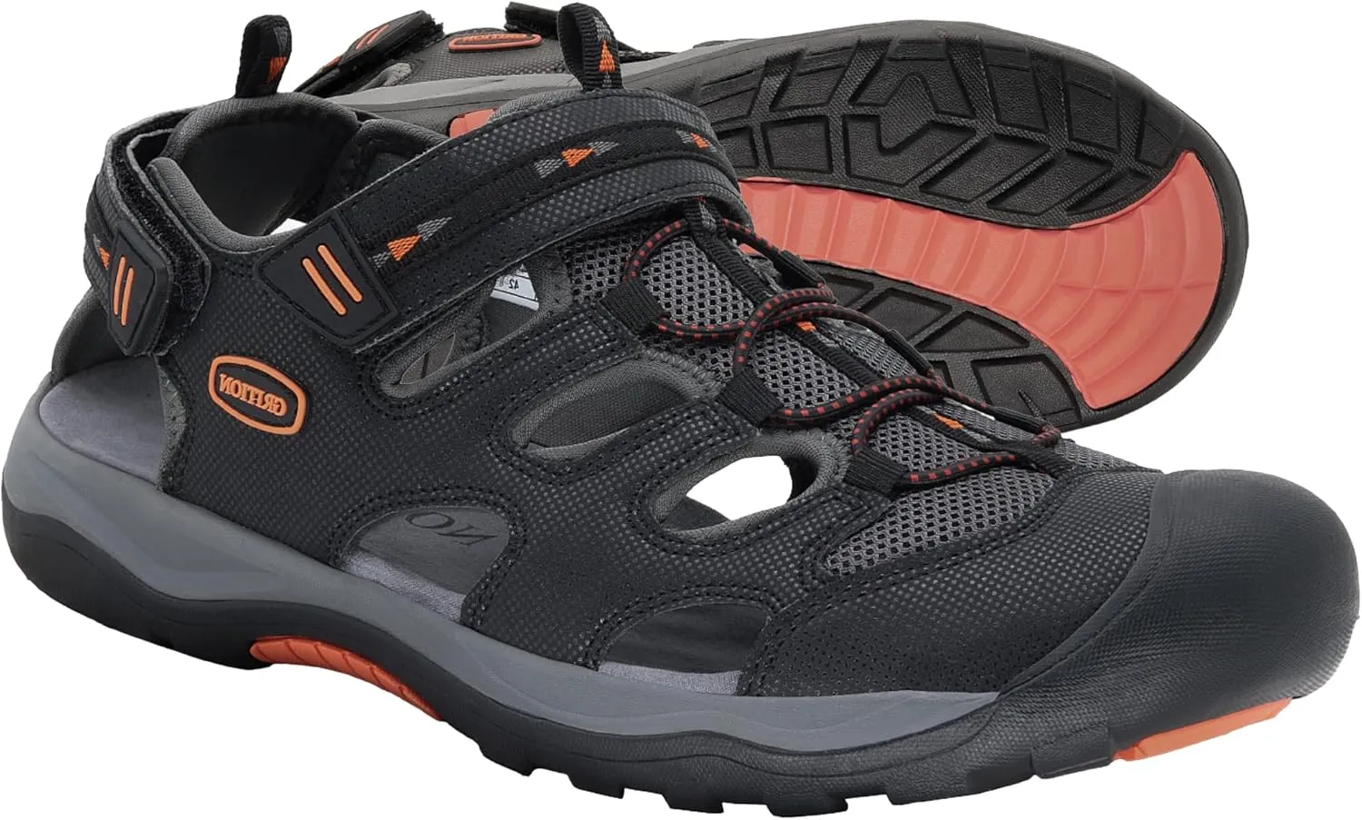 GRITION Mens Outdoor Hiking Sandals Summer Beach Closed Toe Water Sandal Waterproof Comfortable Fisherman Adventures Sport Athletic Walking Traveling Shoes Sandles