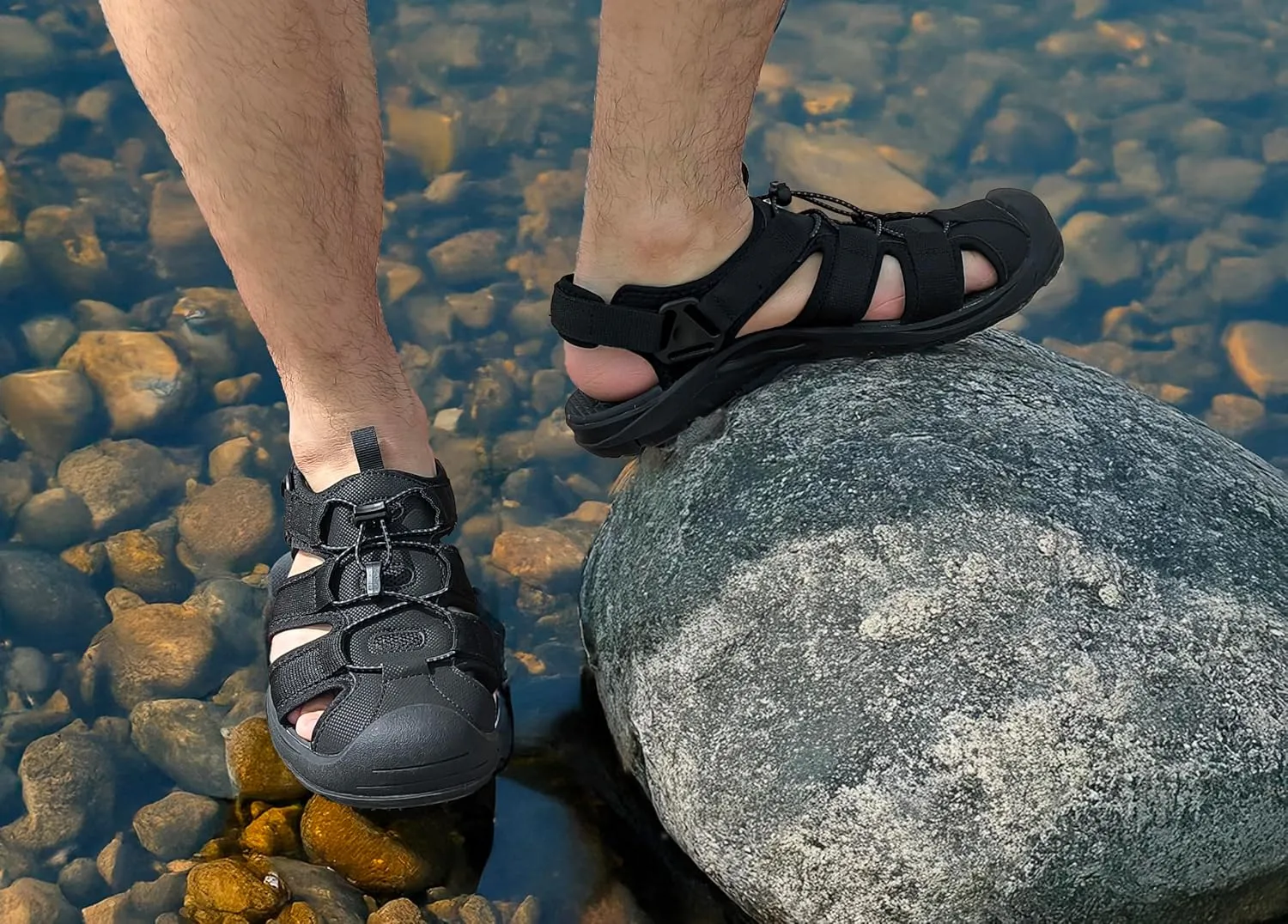 GRITION Mens Outdoor Hiking Sandals Summer Beach Closed Toe Water Sandal Waterproof Comfortable Fisherman Adventures Sport Athletic Walking Traveling Shoes Sandles