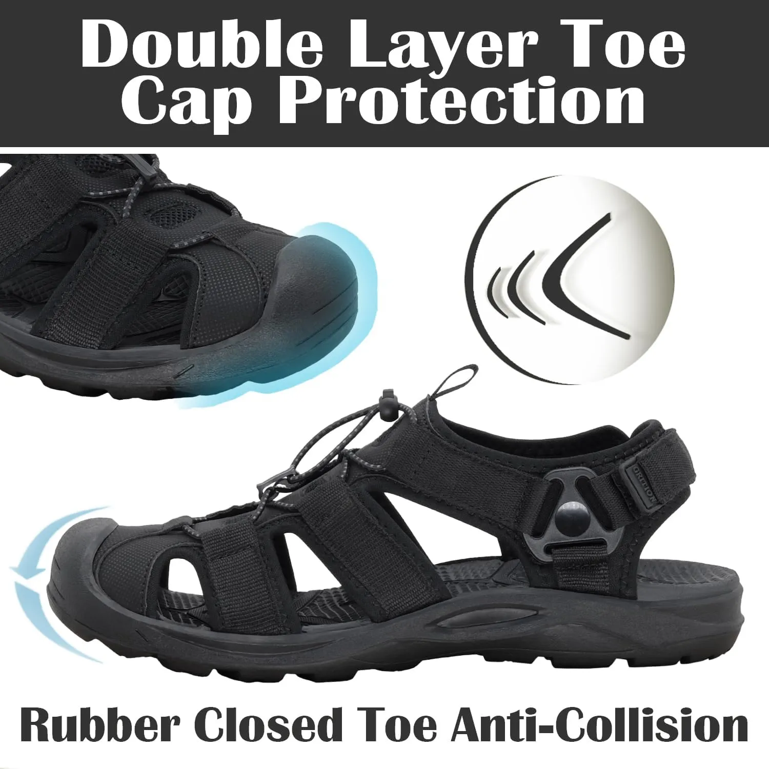 GRITION Mens Outdoor Hiking Sandals Summer Beach Closed Toe Water Sandal Waterproof Comfortable Fisherman Adventures Sport Athletic Walking Traveling Shoes Sandles