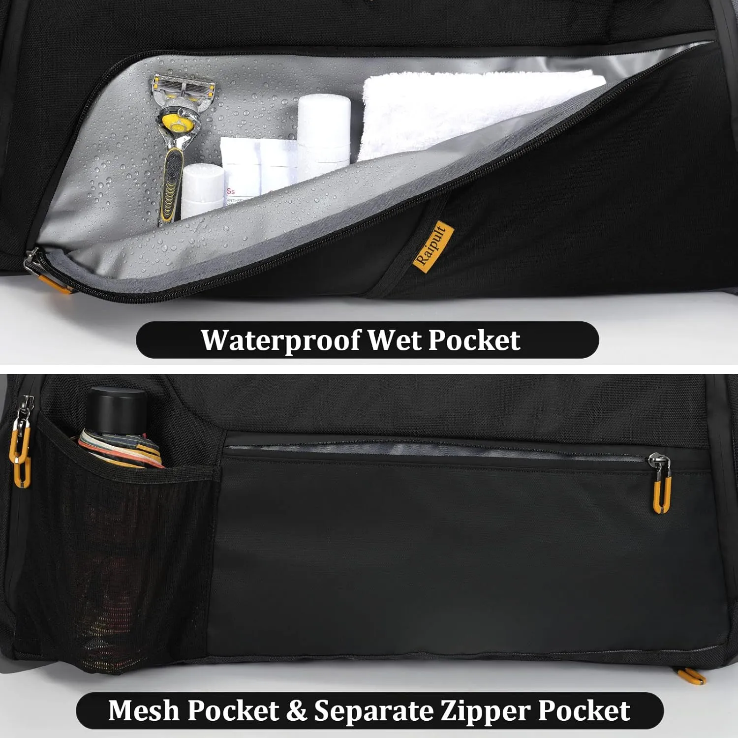 Gym Duffle Bag Backpack with Shoe Compartment &Wet Pocket, 50L Large Waterproof Sports Bags for Men Women, Travel Duffel Carry on Bag with USB Port,Blue