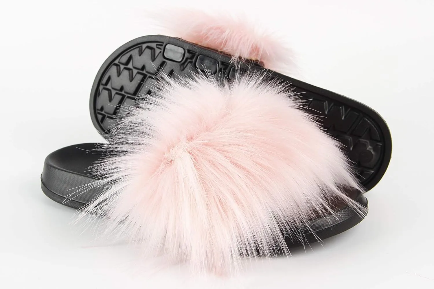 Hangrui Women's Faux Fur Slides, Open Toe Cute Slippers, Comfortable Sandals with Fluffy Fur