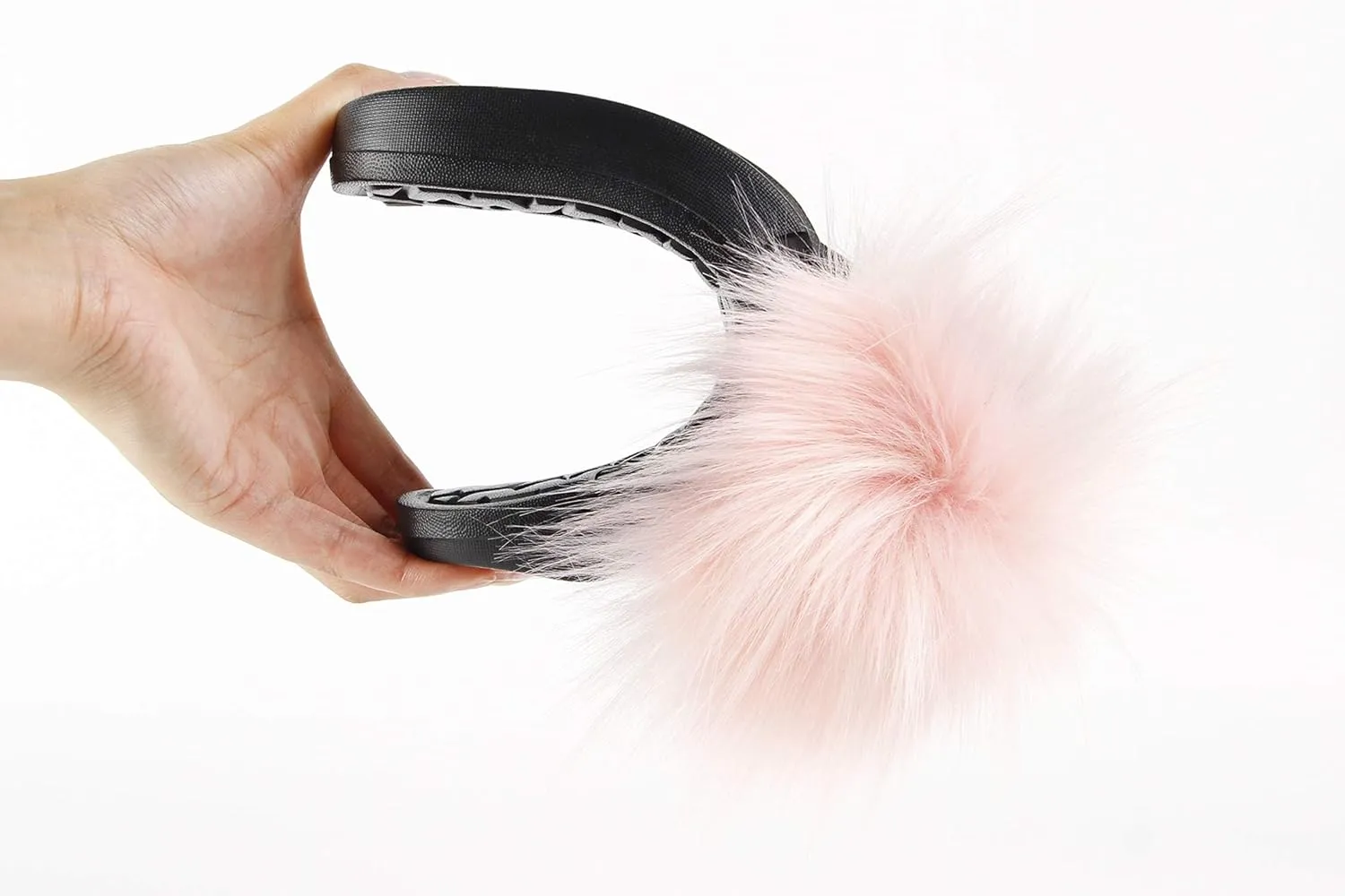 Hangrui Women's Faux Fur Slides, Open Toe Cute Slippers, Comfortable Sandals with Fluffy Fur