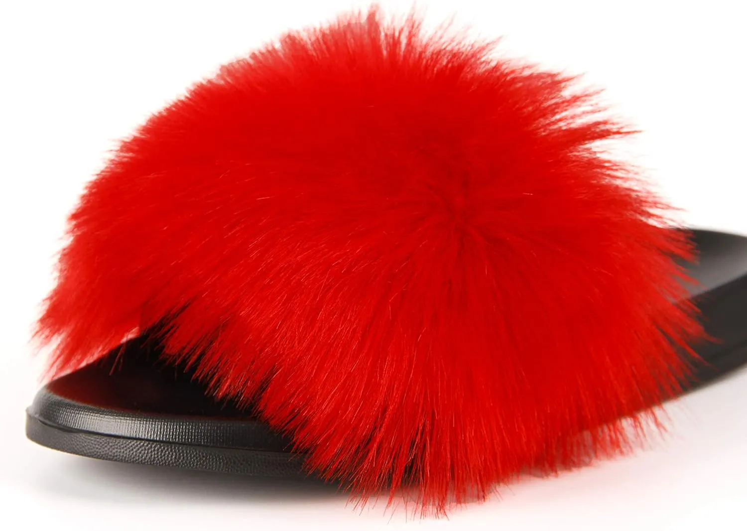 Hangrui Women's Faux Fur Slides, Open Toe Cute Slippers, Comfortable Sandals with Fluffy Fur