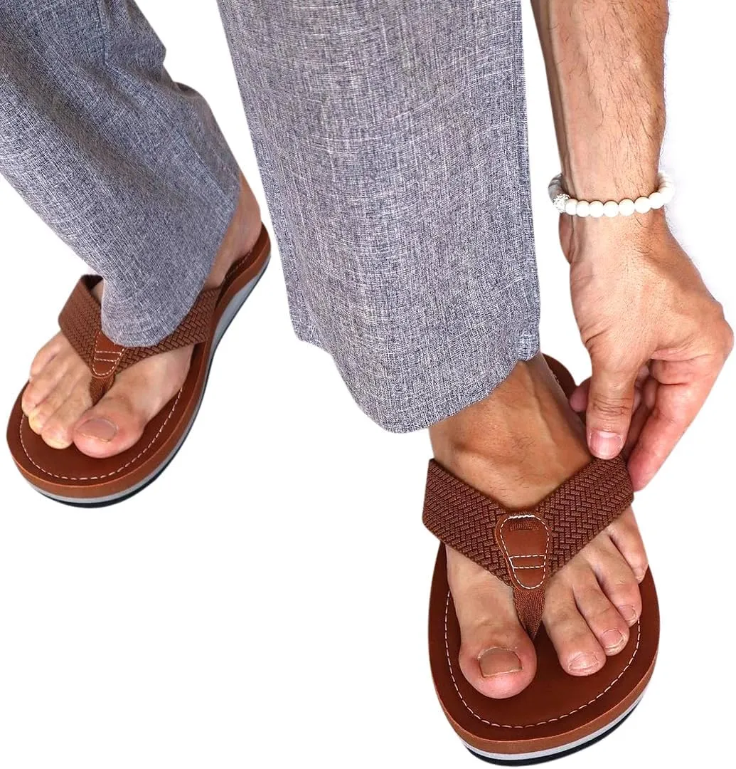 Harssidanzar Men's Flip-Flops With Toe Post, Casual Surf Slippers, Beach Sandals, Bathing Summer Anti-slip Wear HM001US