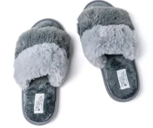Hello Mello Cotton Candy Puff Slippers in Gray