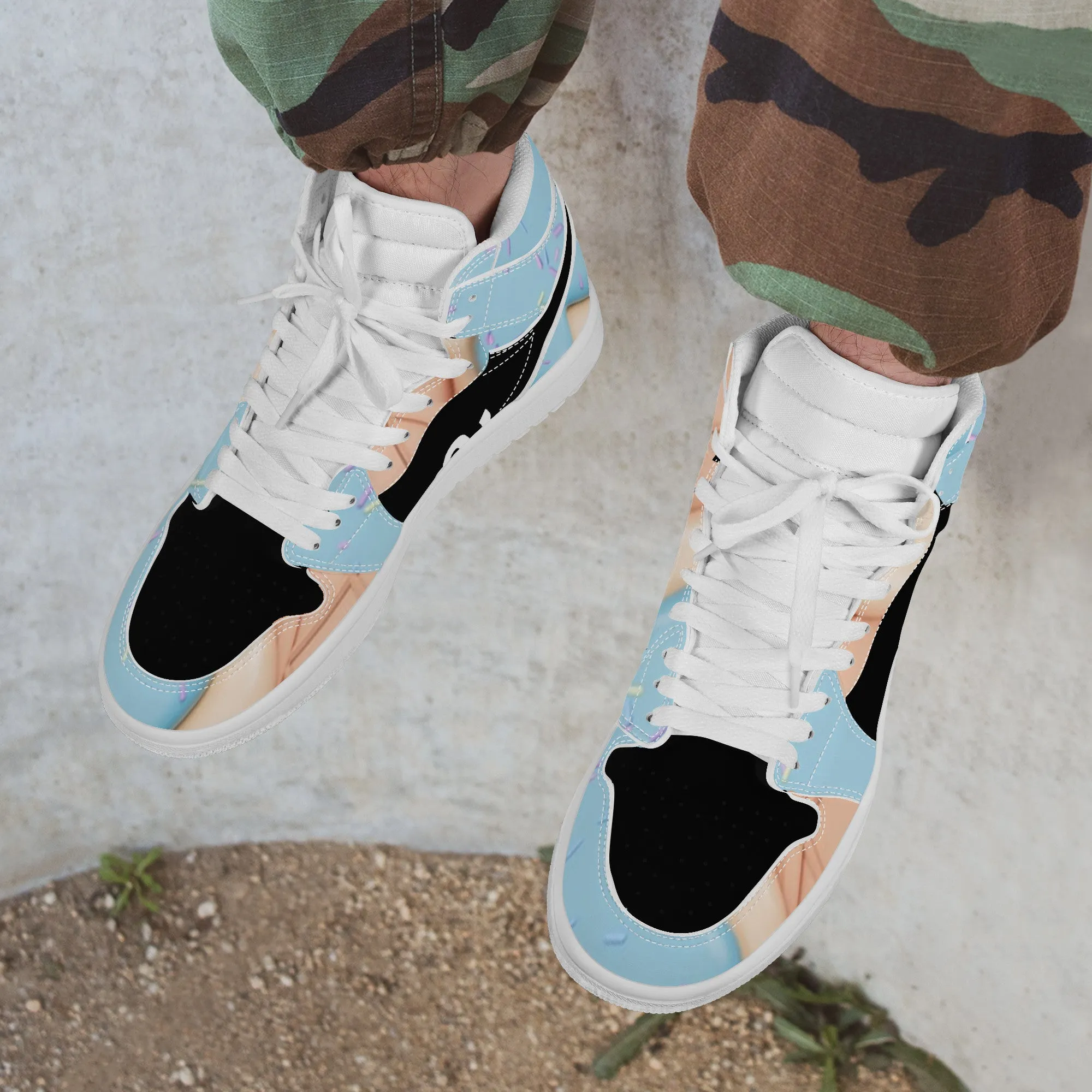 High D17 Cone Easy tracking Synthetic Ice Top Cream Blue Money Bushae Sneaker Leather Affordable options