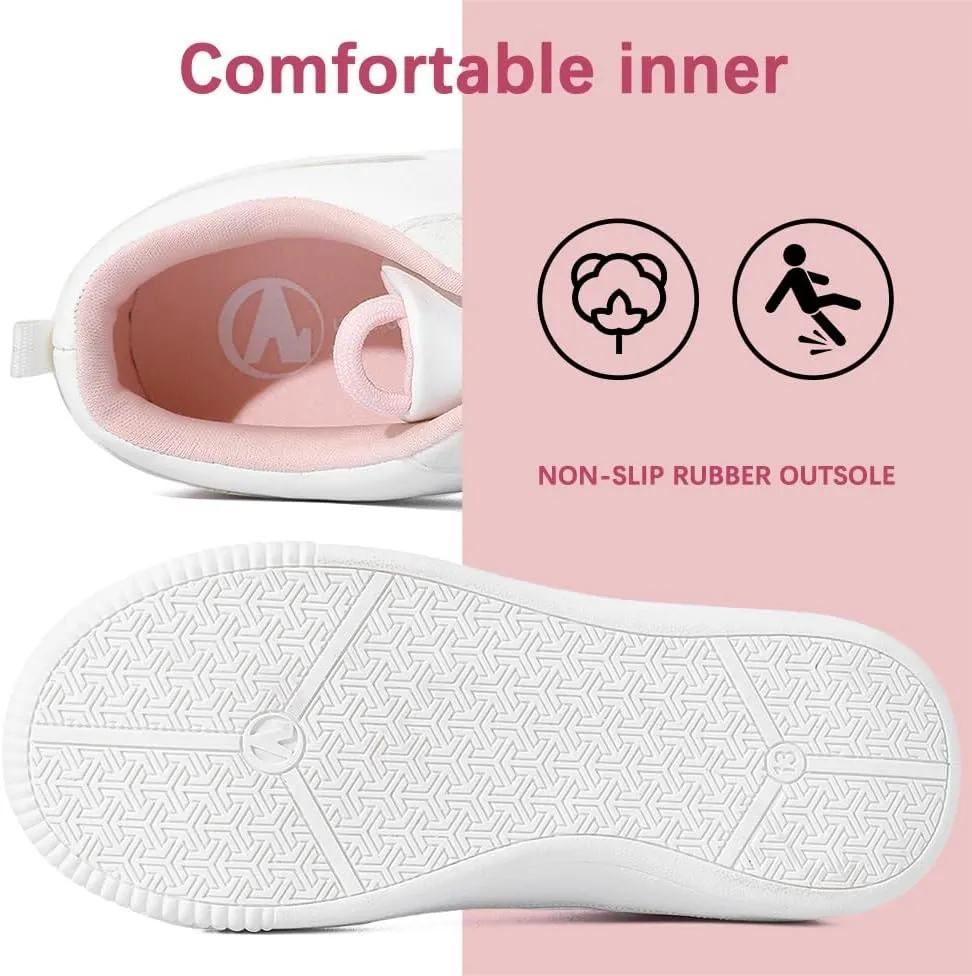 HOMEHOT Girls Sneaker Slip on Shoes for Girls White (Toddler/Little Kid/Big Kid)
