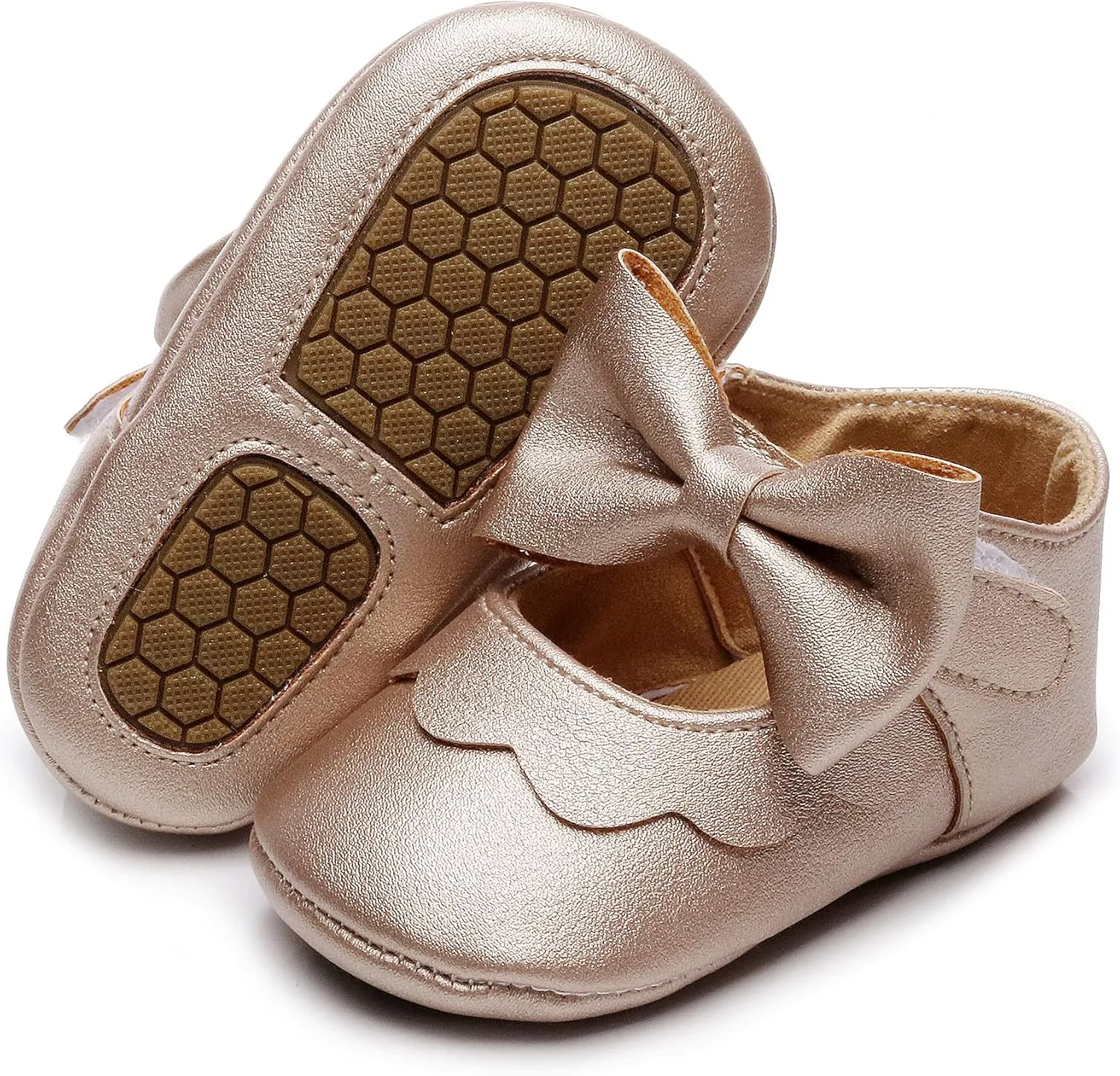 HONGTEYA Infant Baby Girls Mary Jane Flats Non Slip for Toddler First Walkers Soft Sole PU Leather Crib Shoes Sneaker Wedding Party Christmas Princess Dress Shoes Baby Moccasins Girls