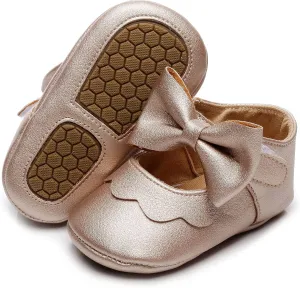 HONGTEYA Infant Baby Girls Mary Jane Flats Non Slip for Toddler First Walkers Soft Sole PU Leather Crib Shoes Sneaker Wedding Party Christmas Princess Dress Shoes Baby Moccasins Girls