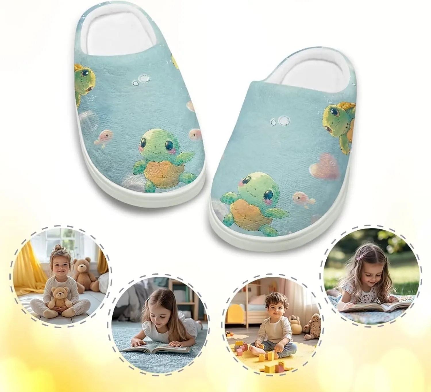 House Slippers for Kids Plush Cotton Slipper Home Indoor Fuzzy Slipper Shoes Warm Non Slip Fleece Plush Slipper Size 9-15