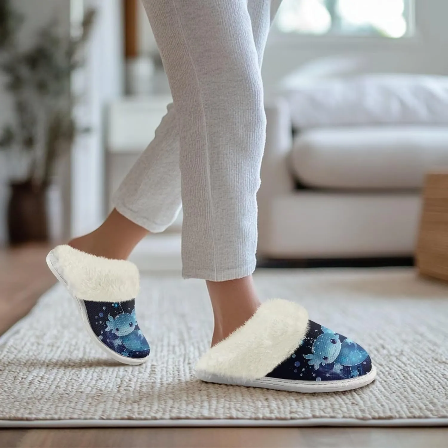 House Slippers for Women Indoor Winter Warm Fuzzy Slipper Size 5-12 Bedroom Non-Slip