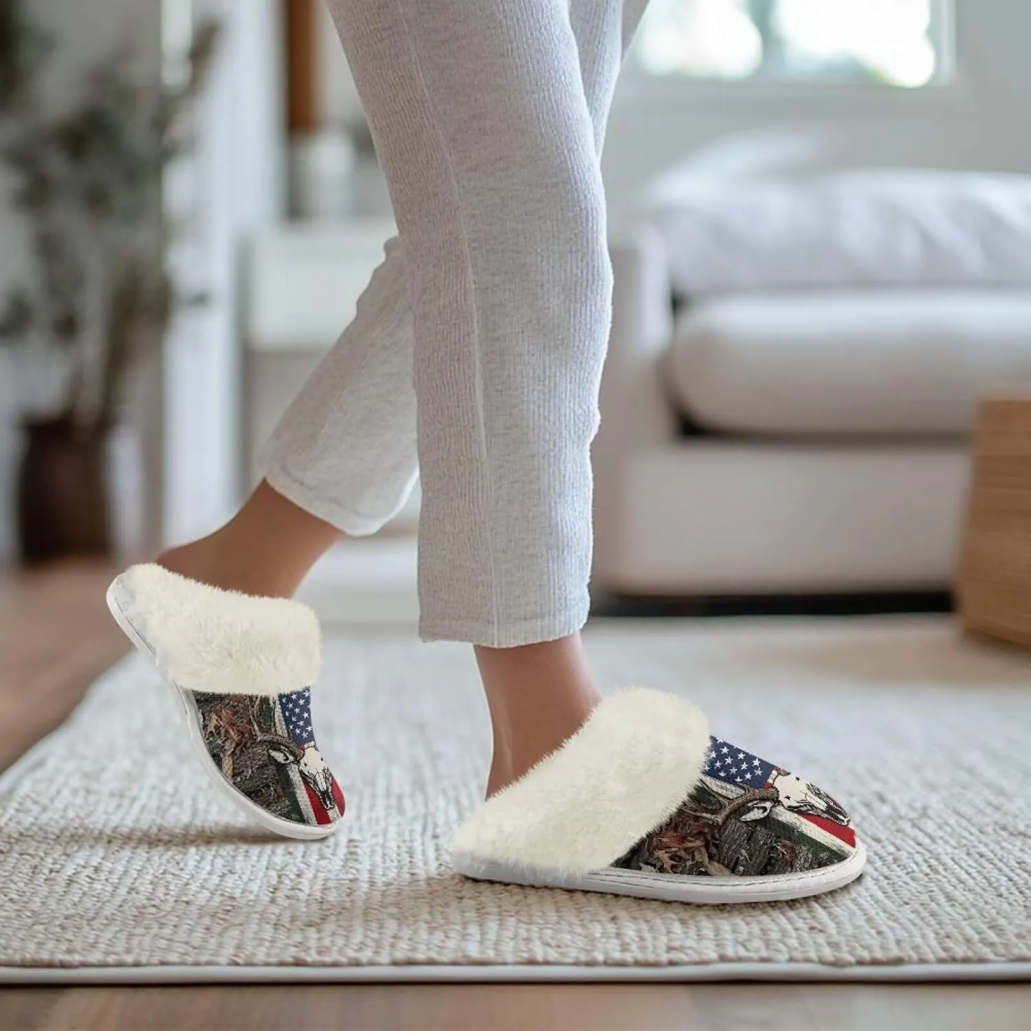House Slippers for Women Indoor Winter Warm Fuzzy Slipper Size 5-12 Bedroom Non-Slip