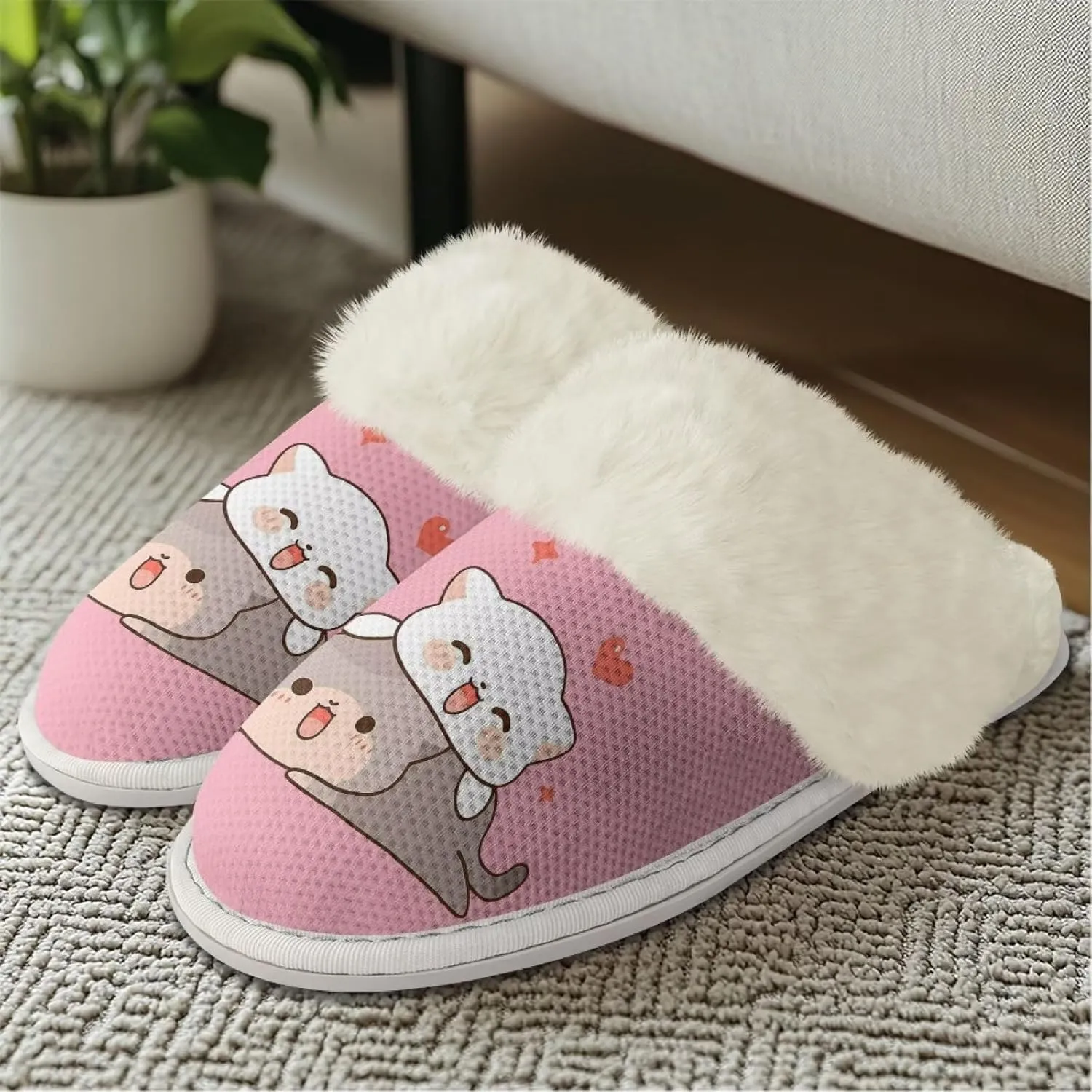 House Slippers for Women Indoor Winter Warm Fuzzy Slipper Size 5-12 Bedroom Non-Slip