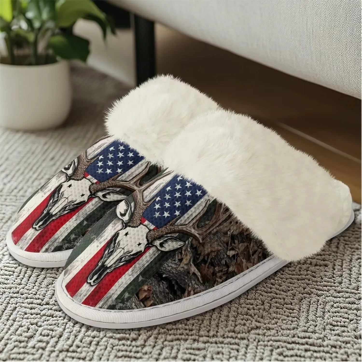 House Slippers for Women Indoor Winter Warm Fuzzy Slipper Size 5-12 Bedroom Non-Slip