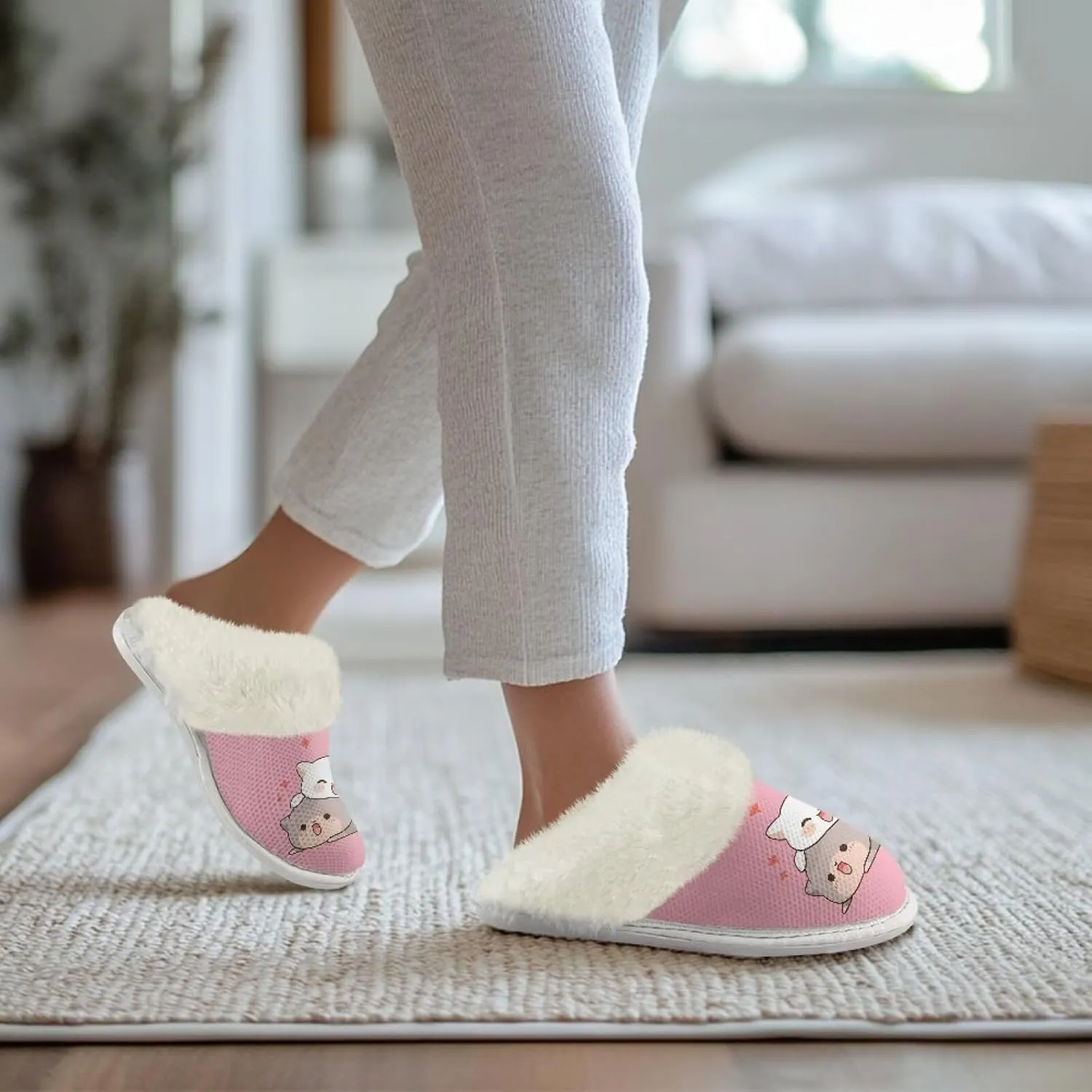 House Slippers for Women Indoor Winter Warm Fuzzy Slipper Size 5-12 Bedroom Non-Slip