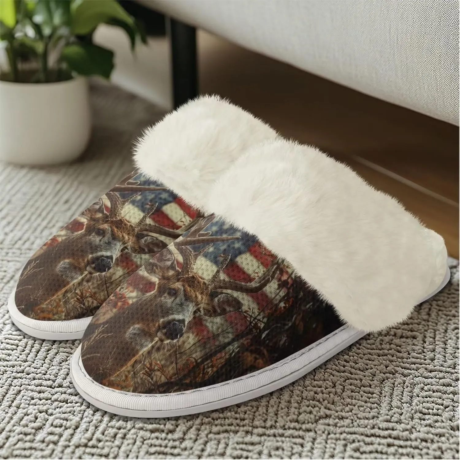 House Slippers for Women Indoor Winter Warm Fuzzy Slipper Size 5-12 Bedroom Non-Slip