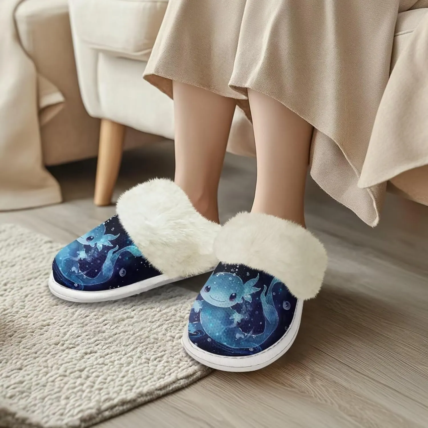 House Slippers for Women Indoor Winter Warm Fuzzy Slipper Size 5-12 Bedroom Non-Slip