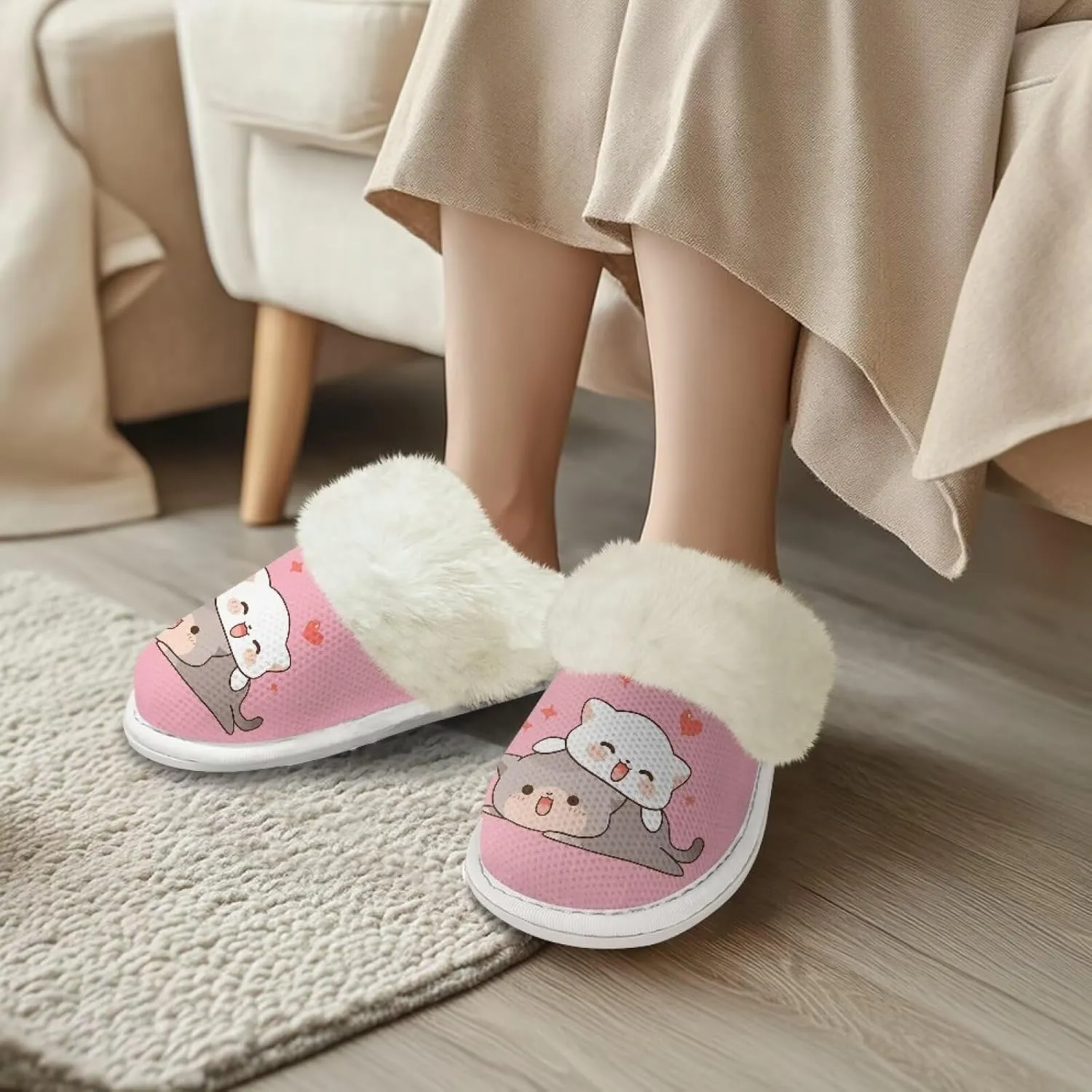 House Slippers for Women Indoor Winter Warm Fuzzy Slipper Size 5-12 Bedroom Non-Slip
