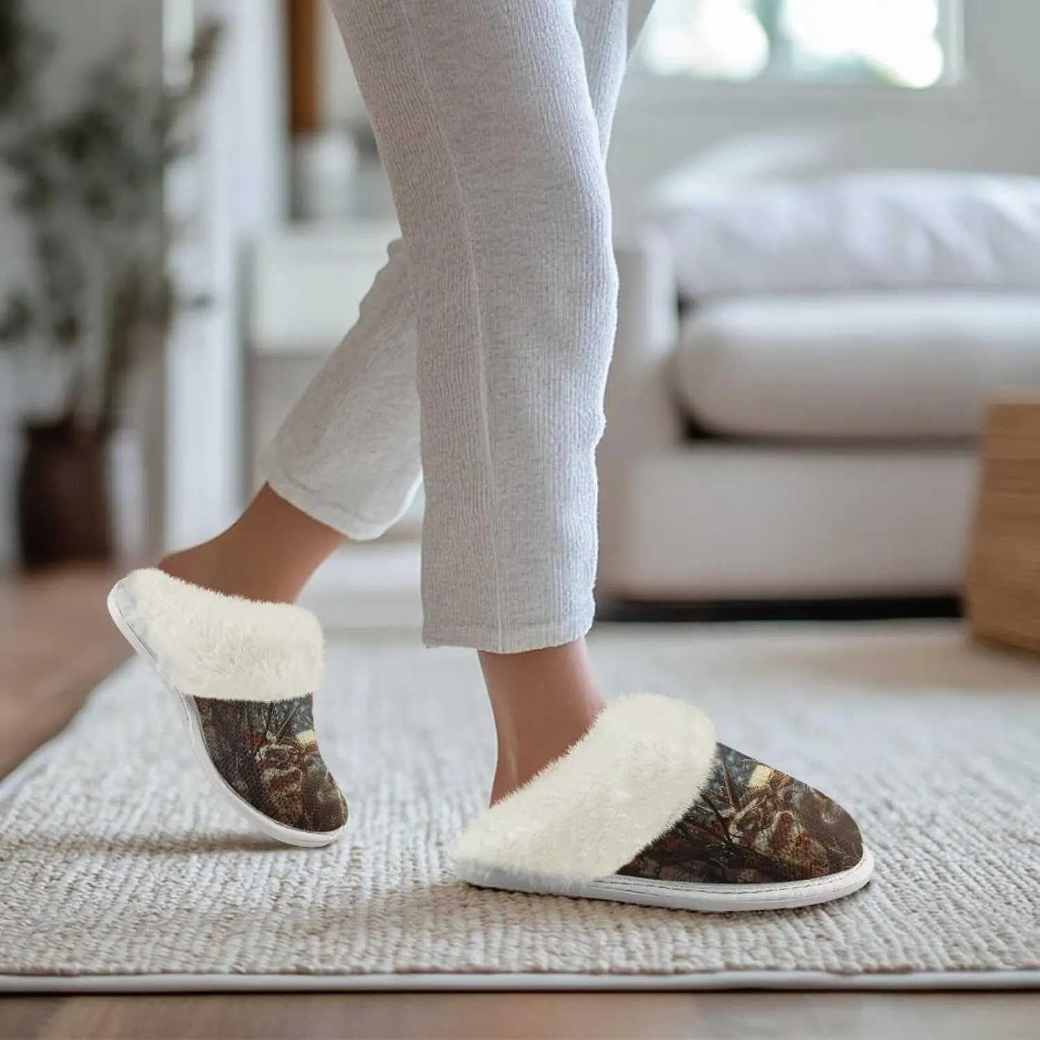 House Slippers for Women Indoor Winter Warm Fuzzy Slipper Size 5-12 Bedroom Non-Slip