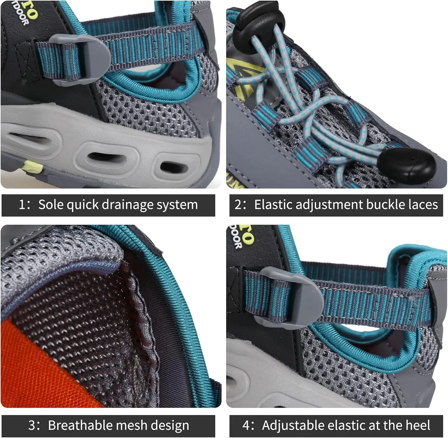 HUMTTO Men's Amphibious Water Shoes - Hiking Sandals for Men Outdoor Water Sandal Closed Toe Non-Slip River Shoes Summer Quick Drying Aqua Shoe