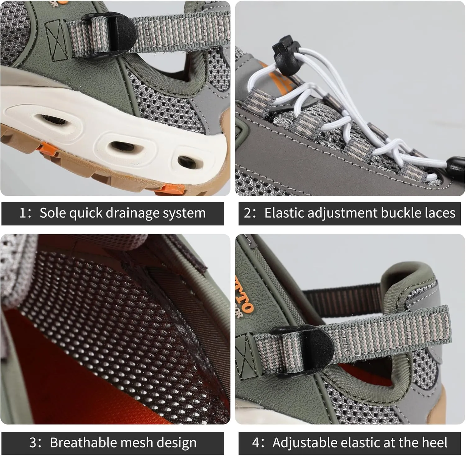 HUMTTO Men's Amphibious Water Shoes - Hiking Sandals for Men Outdoor Water Sandal Closed Toe Non-Slip River Shoes Summer Quick Drying Aqua Shoe