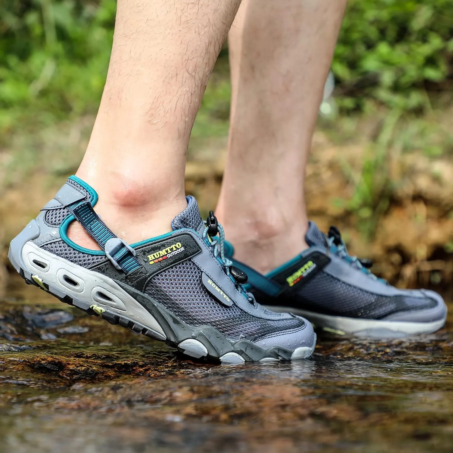 HUMTTO Men's Amphibious Water Shoes - Hiking Sandals for Men Outdoor Water Sandal Closed Toe Non-Slip River Shoes Summer Quick Drying Aqua Shoe