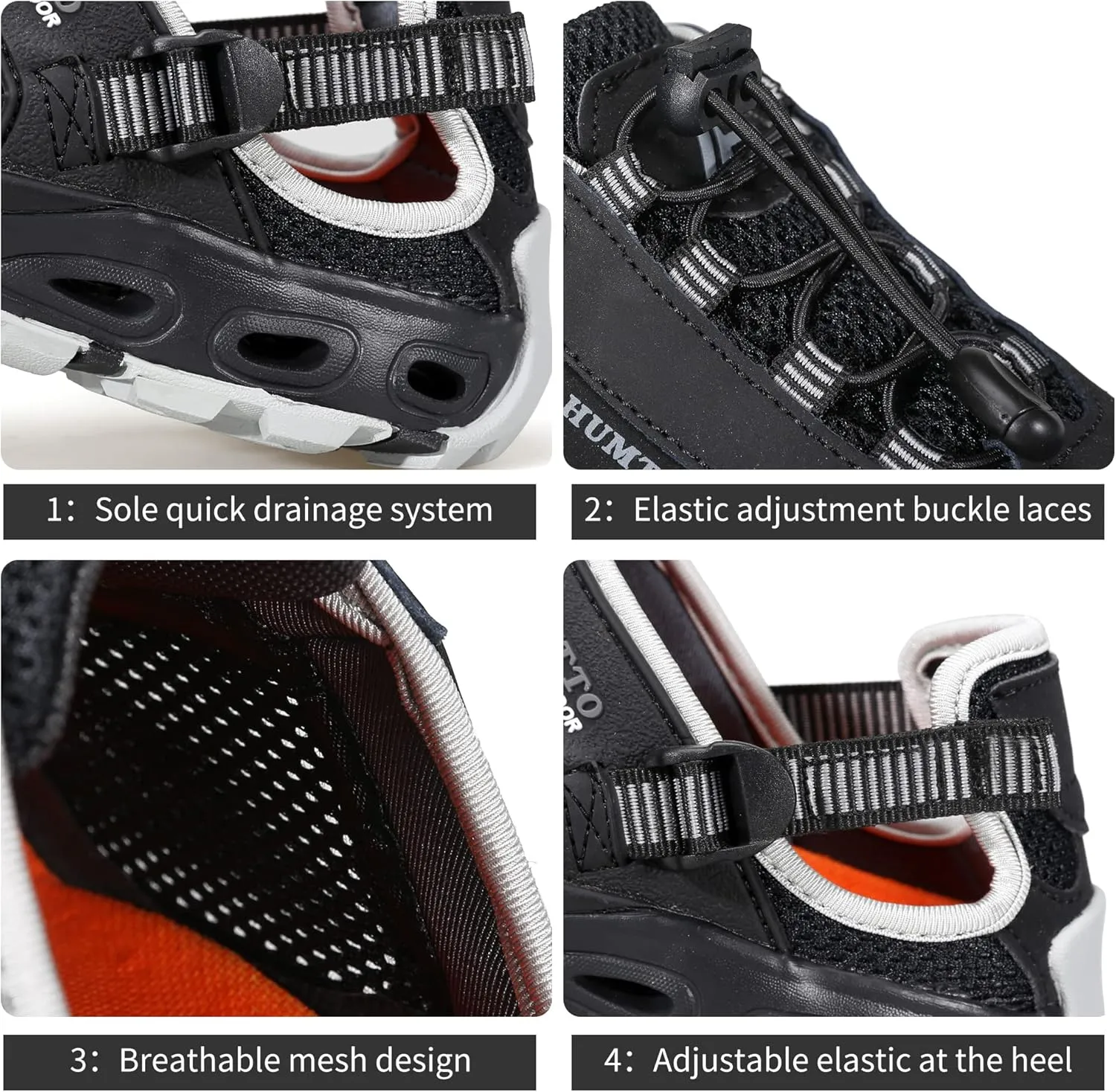 HUMTTO Men's Amphibious Water Shoes - Hiking Sandals for Men Outdoor Water Sandal Closed Toe Non-Slip River Shoes Summer Quick Drying Aqua Shoe