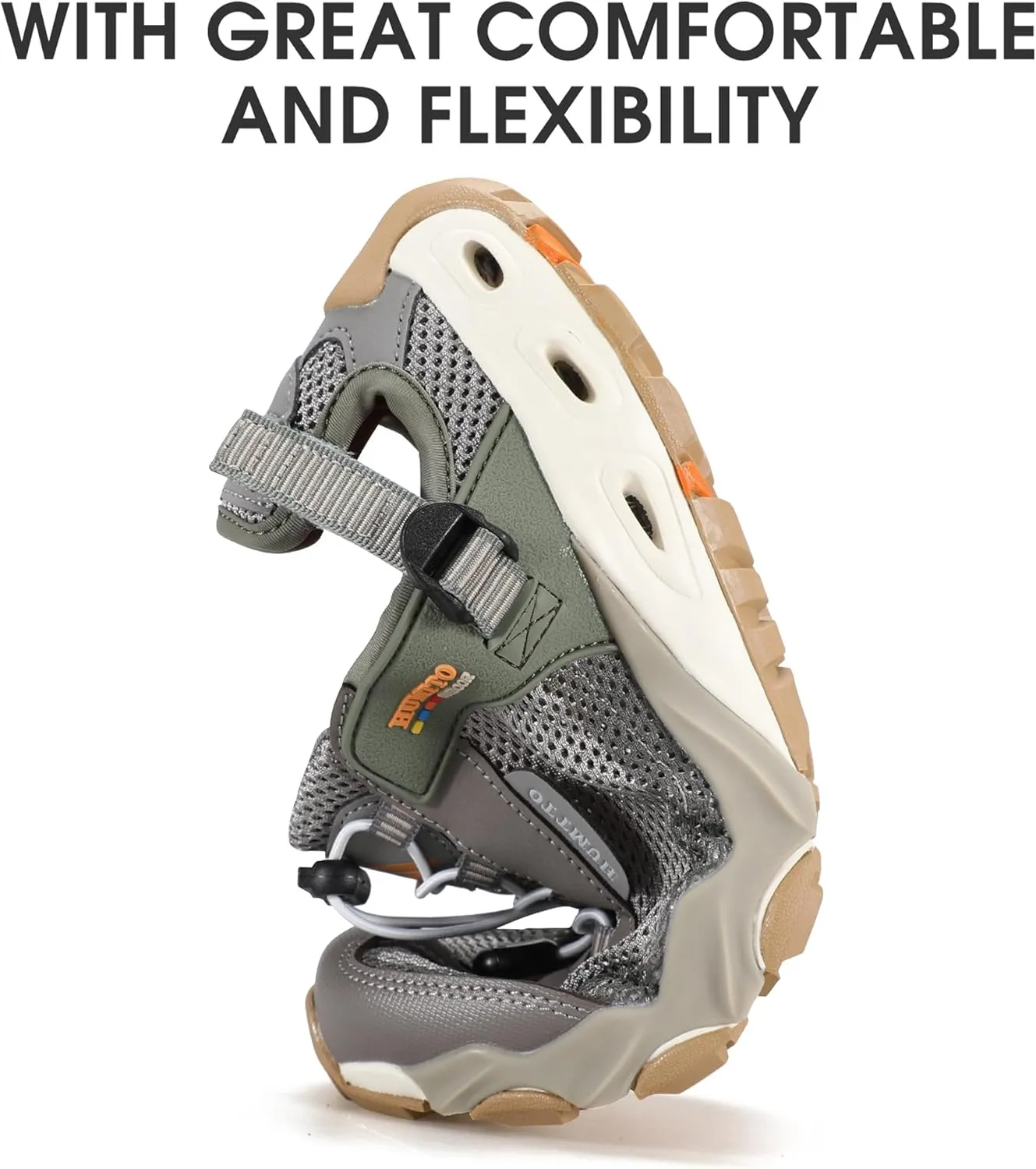 HUMTTO Men's Amphibious Water Shoes - Hiking Sandals for Men Outdoor Water Sandal Closed Toe Non-Slip River Shoes Summer Quick Drying Aqua Shoe
