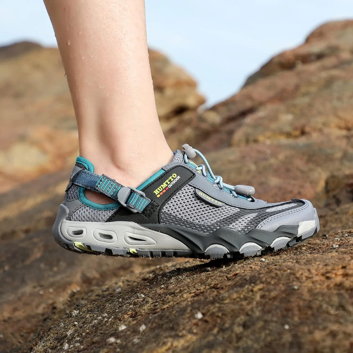 HUMTTO Men's Amphibious Water Shoes - Hiking Sandals for Men Outdoor Water Sandal Closed Toe Non-Slip River Shoes Summer Quick Drying Aqua Shoe