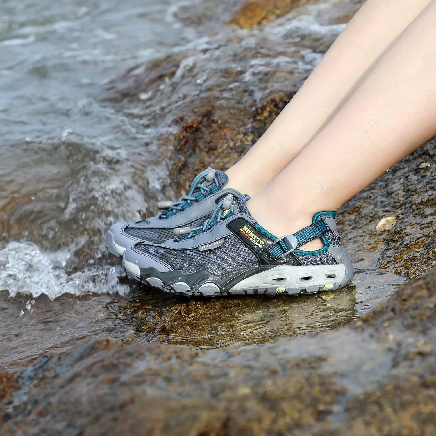 HUMTTO Men's Amphibious Water Shoes - Hiking Sandals for Men Outdoor Water Sandal Closed Toe Non-Slip River Shoes Summer Quick Drying Aqua Shoe