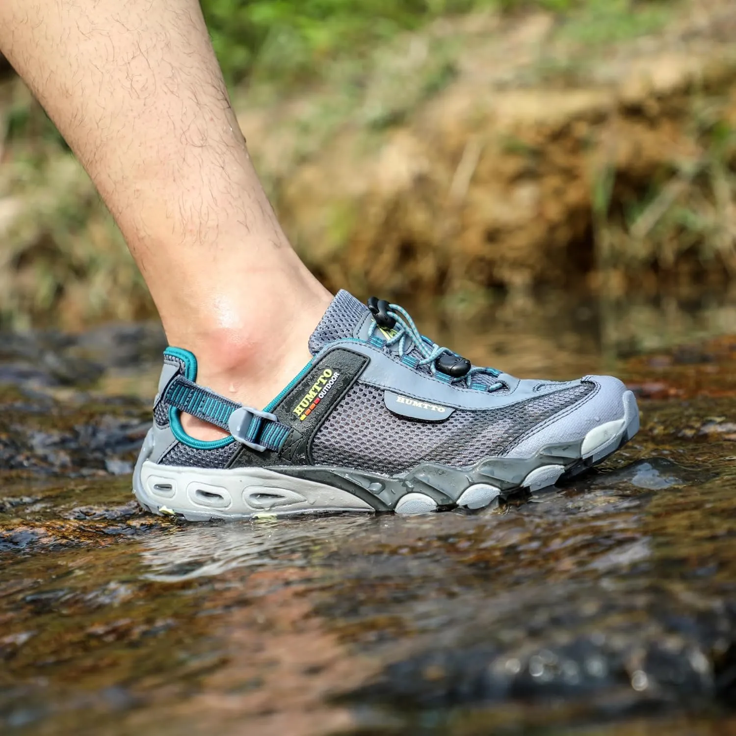 HUMTTO Men's Amphibious Water Shoes - Hiking Sandals for Men Outdoor Water Sandal Closed Toe Non-Slip River Shoes Summer Quick Drying Aqua Shoe