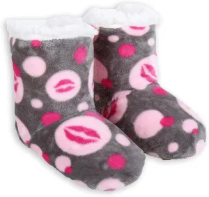ICONOFLASH Women's Printed Bootie Slipper with Faux Shearling Lining