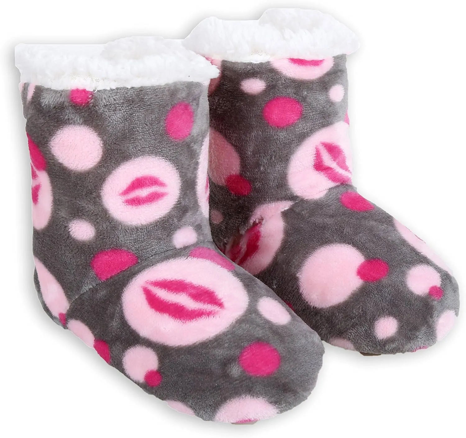 ICONOFLASH Women's Printed Bootie Slipper with Faux Shearling Lining