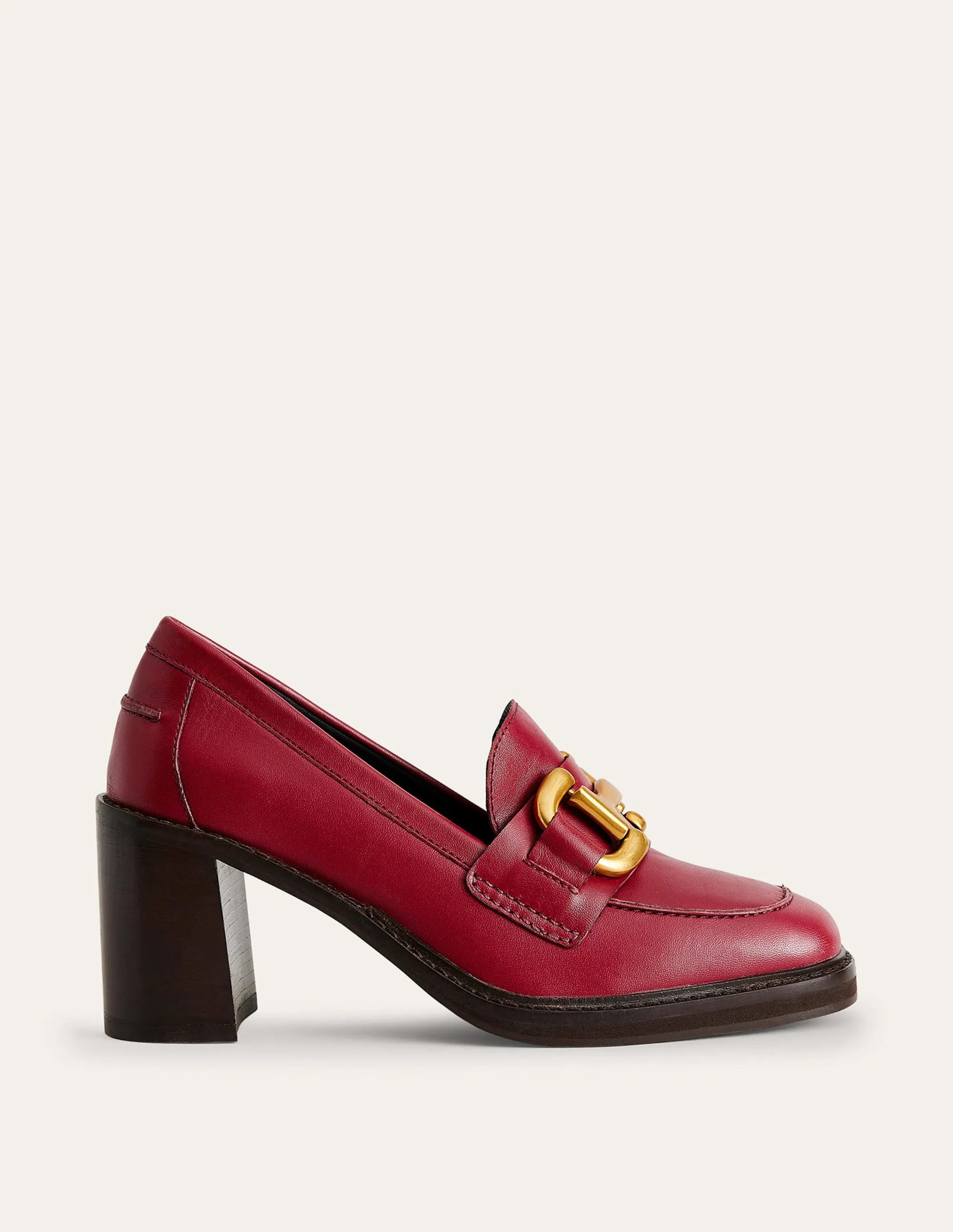 Iris Absatz-Loafer mit Trensendetail-Dunkelrotes Leder