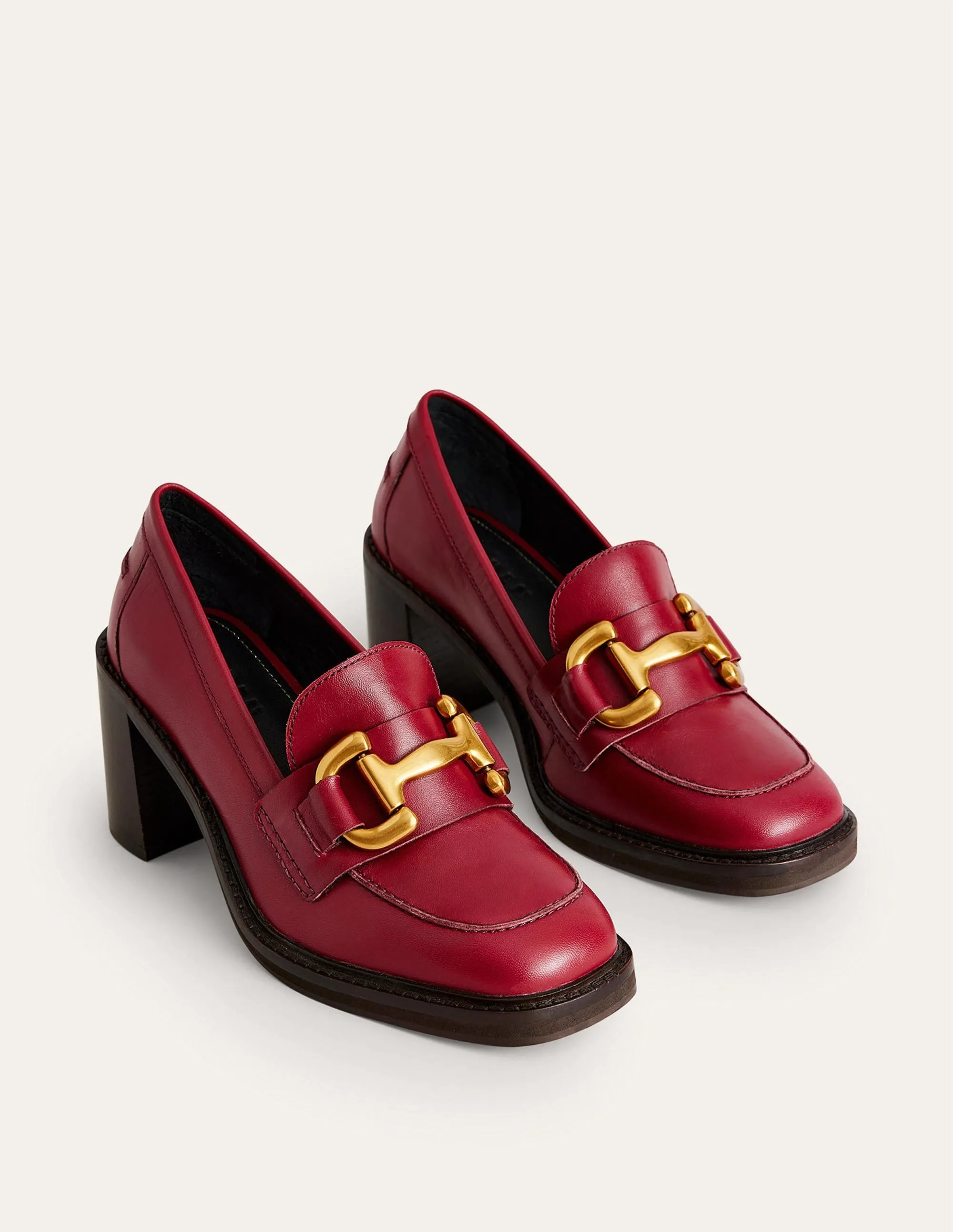 Iris Absatz-Loafer mit Trensendetail-Dunkelrotes Leder