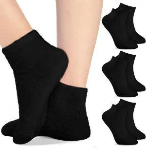 Janmercy 3 Pairs Aloe Socks Moisturizing Spa Infused Gel Sleeping Fuzzy Dry Feet Non Slip Lotion Socks for Women Men Repairing Softening Dry Cracked(Black)
