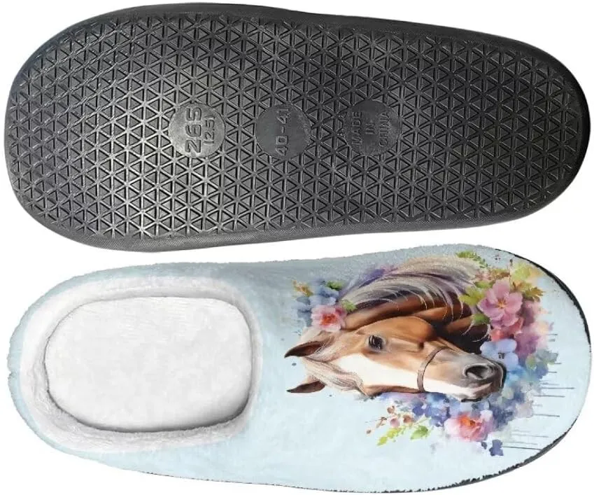 Jeiento Warm Slippers for Women Memory Foam Fuzzy Fluffy Spa Hotel House Home Indoor Slippers Winter Closed Toe House Shoes
