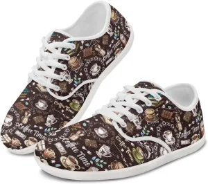 Jeiento Women Lace-up Barefoot Shoes Snacks Themed Mesh Walking Shoes for Women Comfort