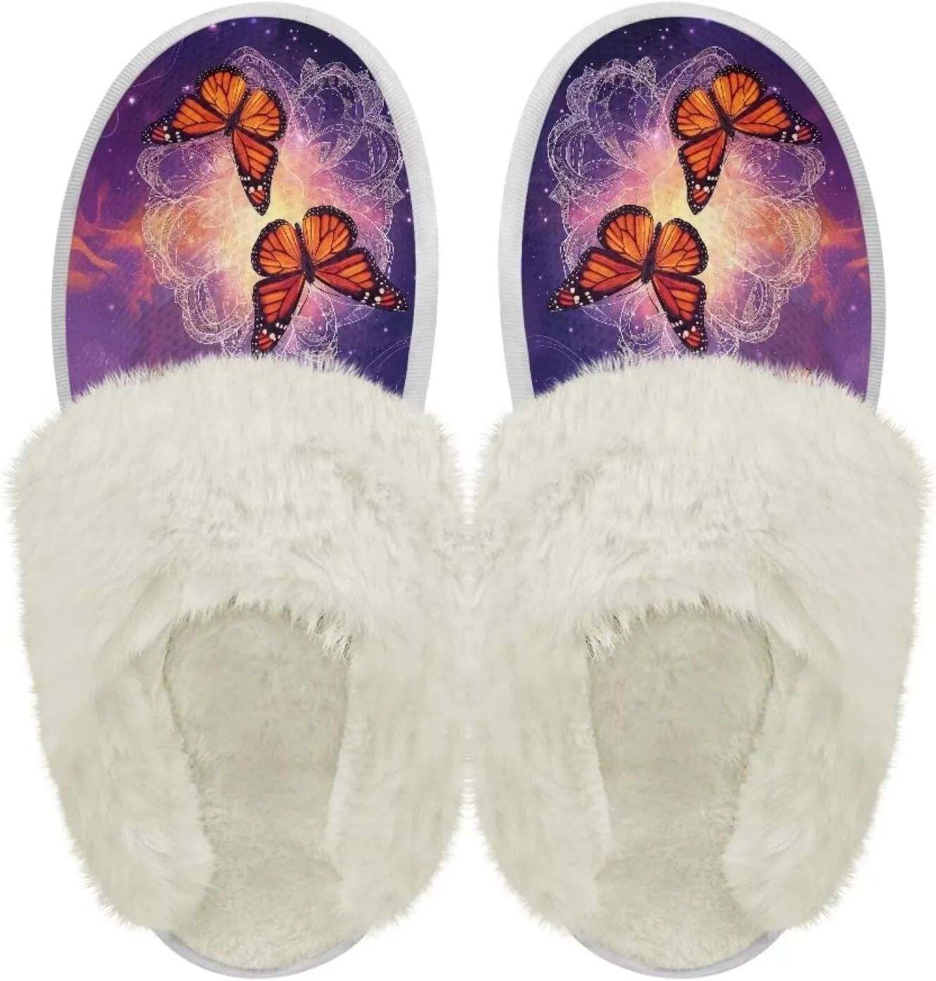 Jeiento Women's Indoor Bedroom Slipper for Women, Butterfly Print House Shoe