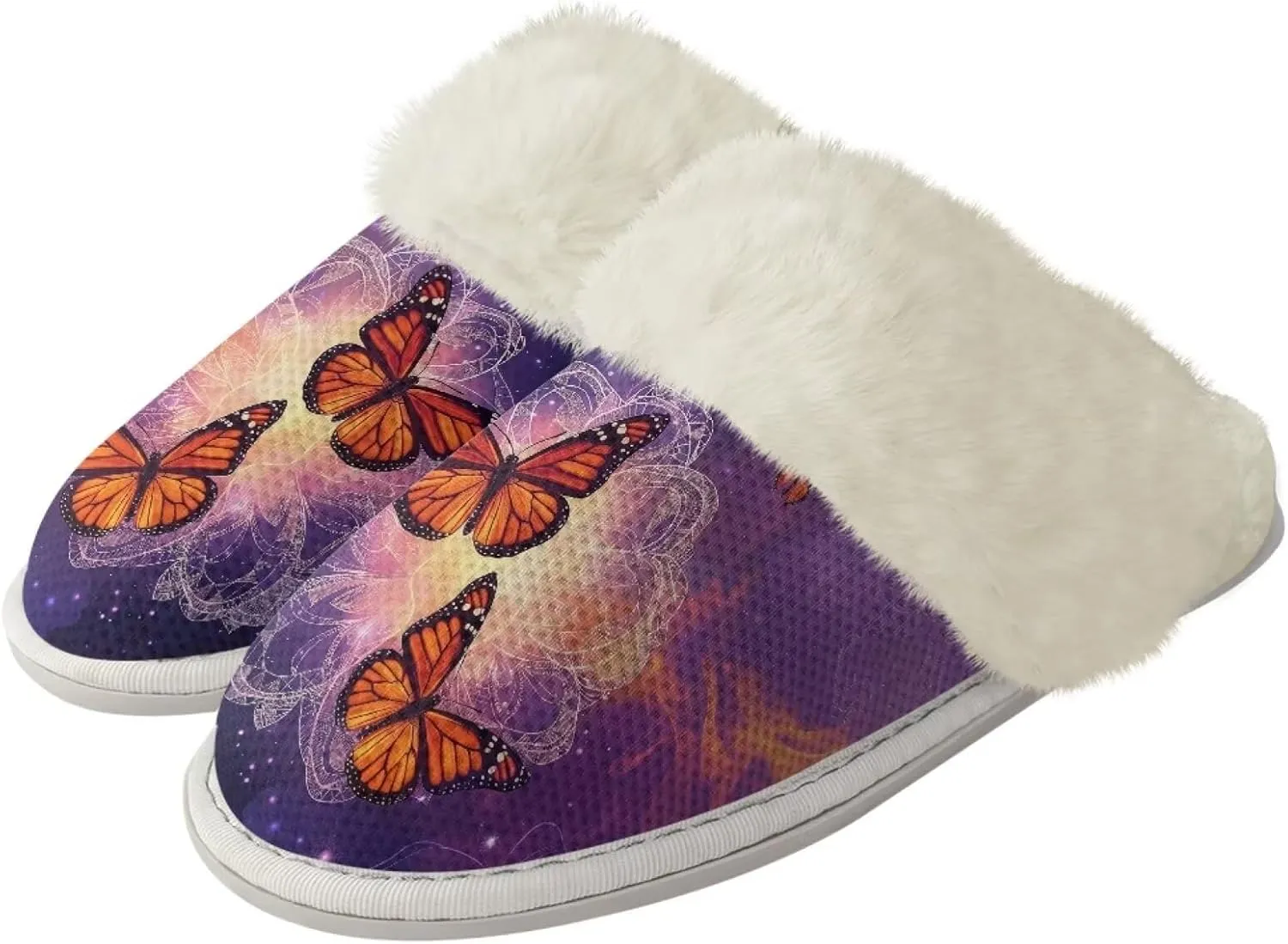 Jeiento Women's Indoor Bedroom Slipper for Women, Butterfly Print House Shoe
