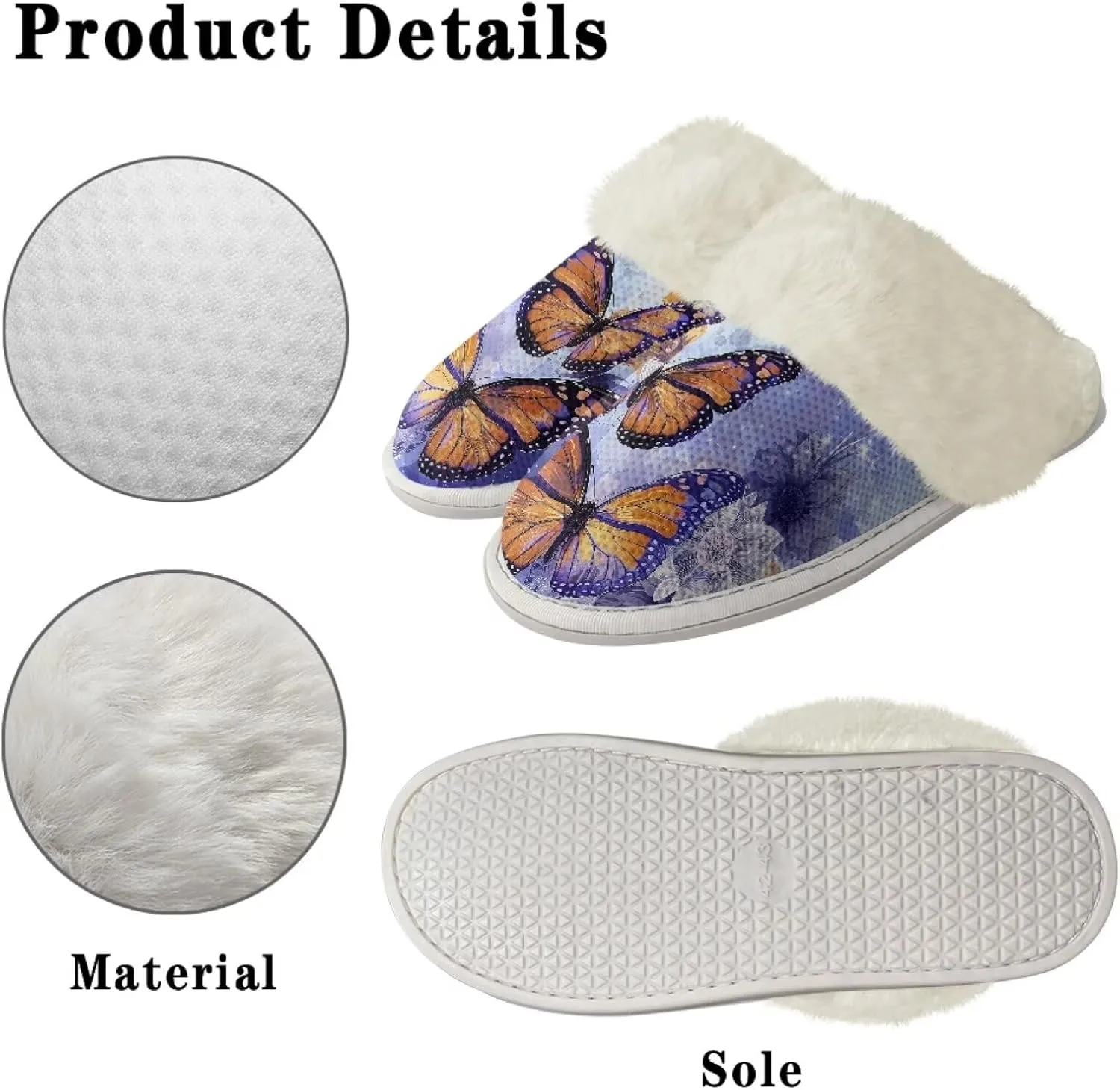 Jeiento Women's Indoor Bedroom Slipper for Women, Butterfly Print House Shoe